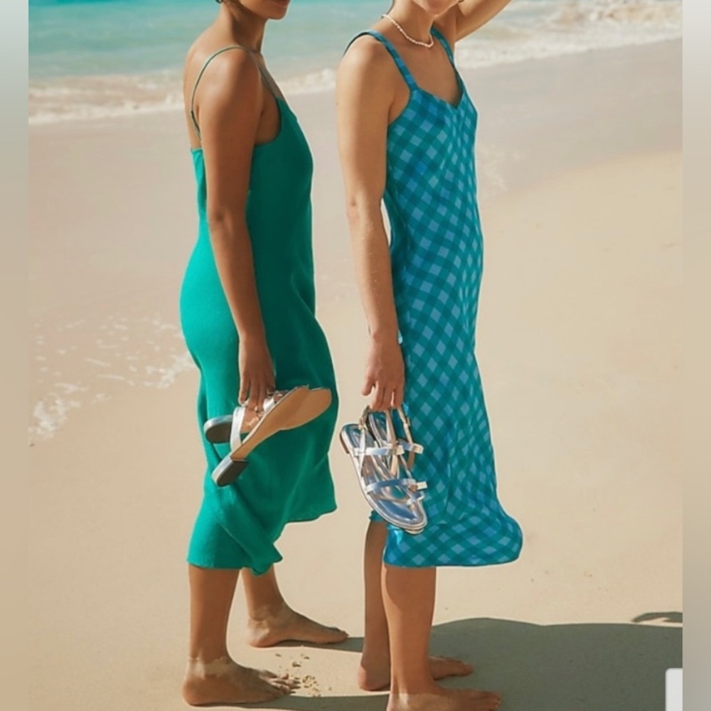 J.Crew Gwyneth slip dress in linen green RETRO JADE 16 NWT - Picture 6 of 10